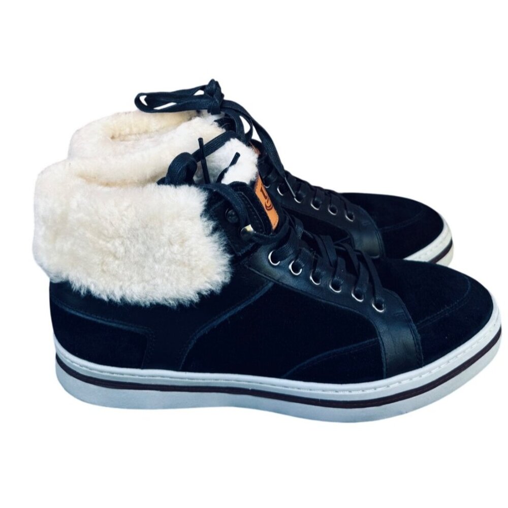 UGG Nock Mens Black Suede Fur-Lined High-Top Sneakers Size 12B